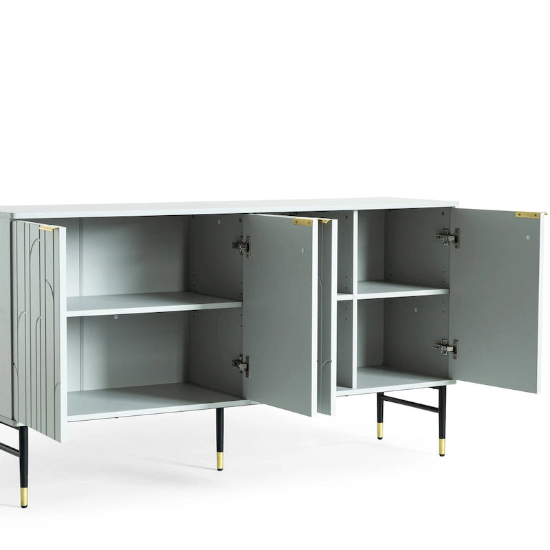 Buffet/Crédence, Armoire d'Appoint Moderne à 4 Portes, Meuble d'Entrée avec Rangement pour Salon, Salle à Manger, Gris