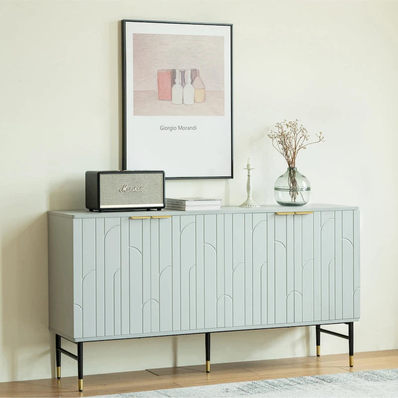 Buffet/Crédence, Armoire d'Appoint Moderne à 4 Portes, Meuble d'Entrée avec Rangement pour Salon, Salle à Manger, Gris