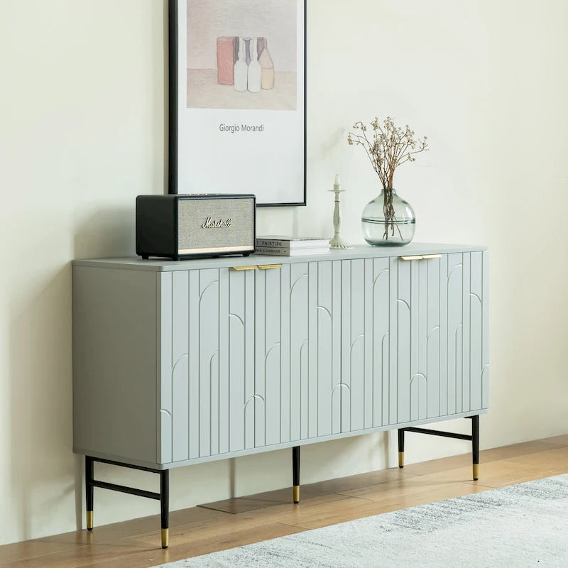 Buffet/Crédence, Armoire d'Appoint Moderne à 4 Portes, Meuble d'Entrée avec Rangement pour Salon, Salle à Manger, Gris