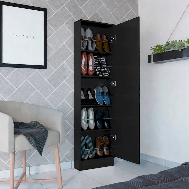 Meuble à chaussures Chimg, miroir, cinq étagères intérieures, armoire à porte unique