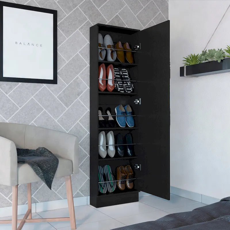 Meuble à chaussures Chimg, miroir, cinq étagères intérieures, armoire à porte unique