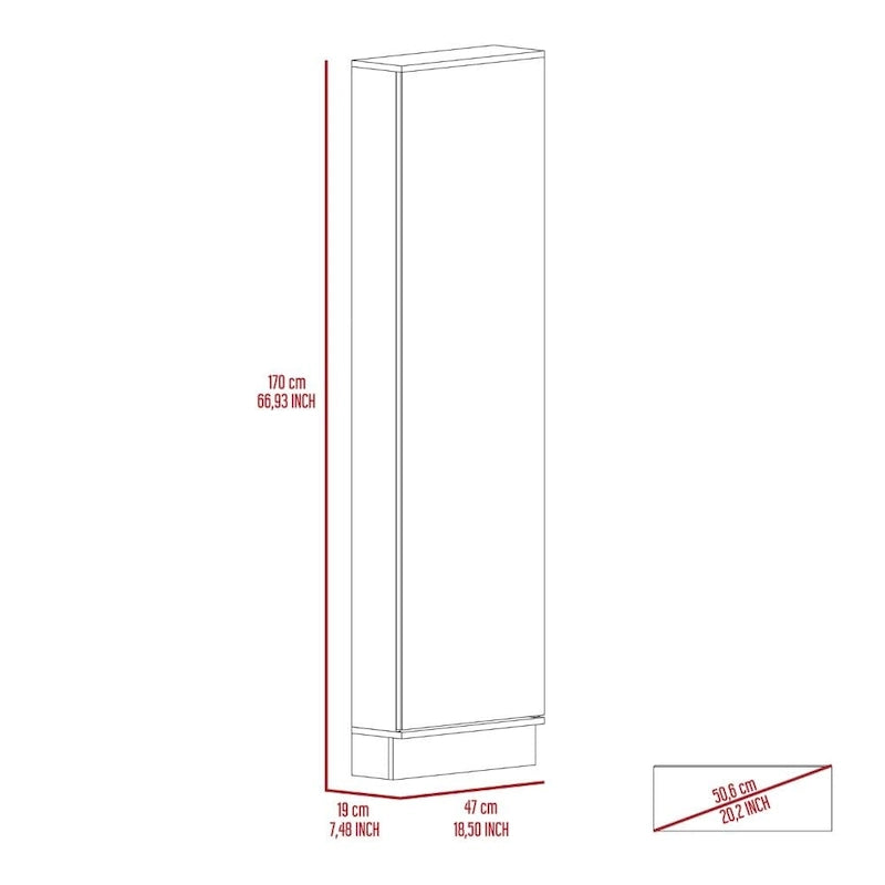 Meuble à chaussures Chimg, miroir, cinq étagères intérieures, armoire à porte unique