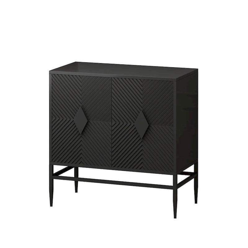 Armoire de rangement en bois à 2 portes de 80 cm, meuble d'appoint avec pieds en métal, dotée de deux niveaux de rangement, pour salon, entrée
