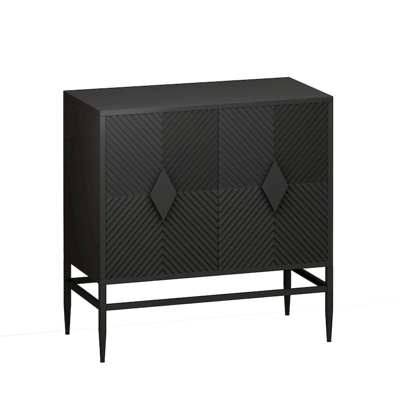 Armoire de rangement en bois à 2 portes de 80 cm, meuble d'appoint avec pieds en métal, dotée de deux niveaux de rangement, pour salon, entrée