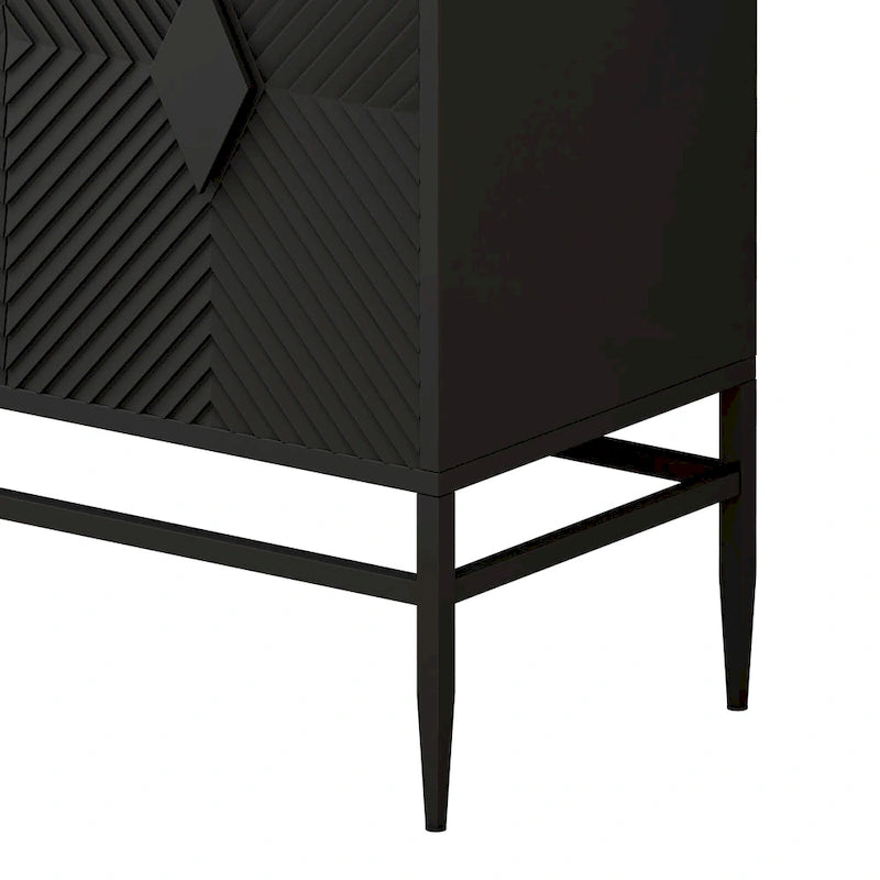 Armoire de rangement en bois à 2 portes de 80 cm, meuble d'appoint avec pieds en métal, dotée de deux niveaux de rangement, pour salon, entrée