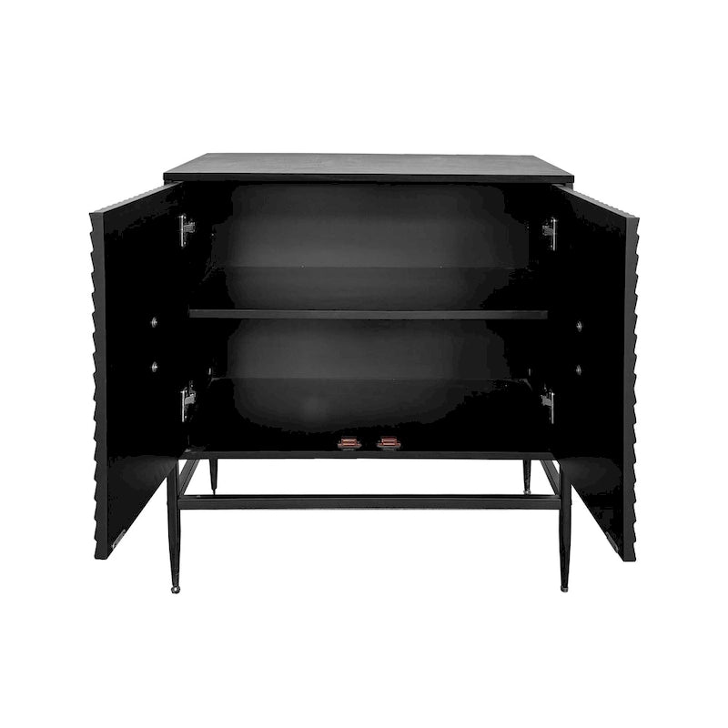 Armoire de rangement en bois à 2 portes de 80 cm, meuble d'appoint avec pieds en métal, dotée de deux niveaux de rangement, pour salon, entrée