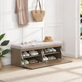 49 Banc de rangement pour chaussures, meuble à chaussures d'entrée, pouf de rangement avec coussin rembourré et portes doubles pour entrée, chambre à coucher