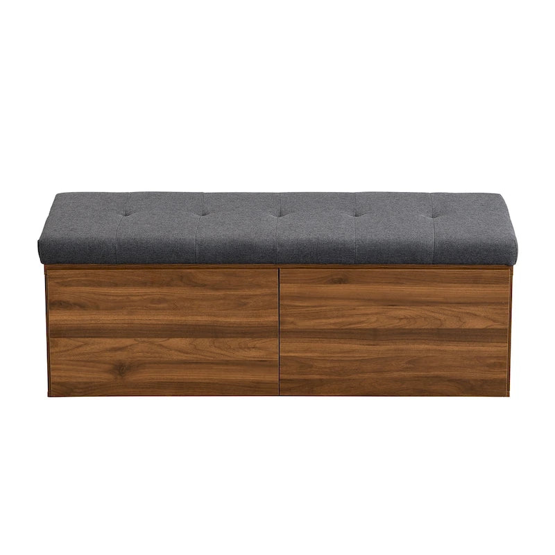 49 Banc de rangement pour chaussures, meuble à chaussures d'entrée, pouf de rangement avec coussin rembourré et portes doubles pour entrée, chambre à coucher