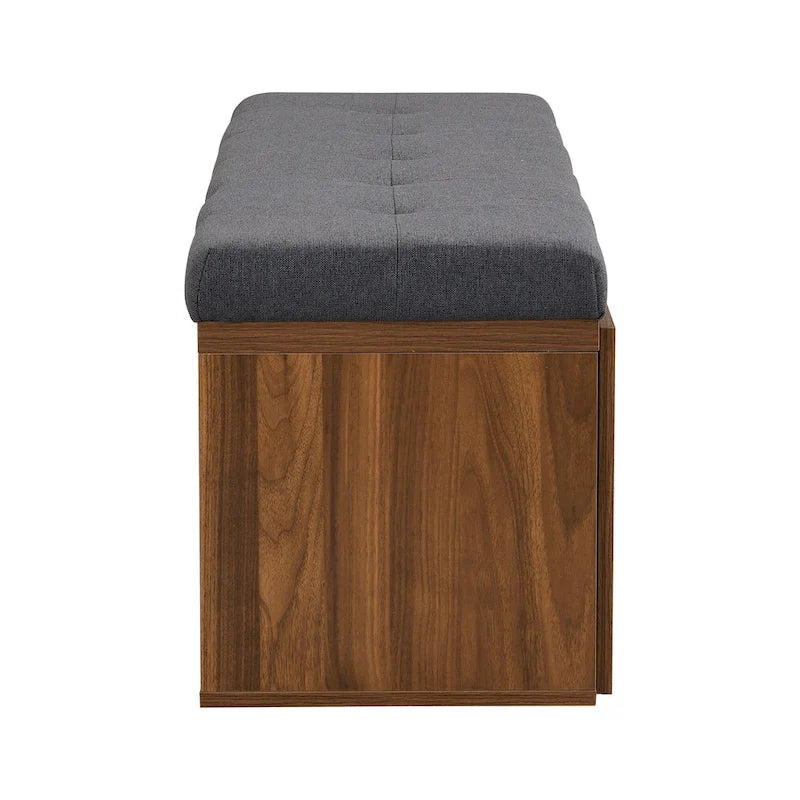 49 Banc de rangement pour chaussures, meuble à chaussures d'entrée, pouf de rangement avec coussin rembourré et portes doubles pour entrée, chambre à coucher