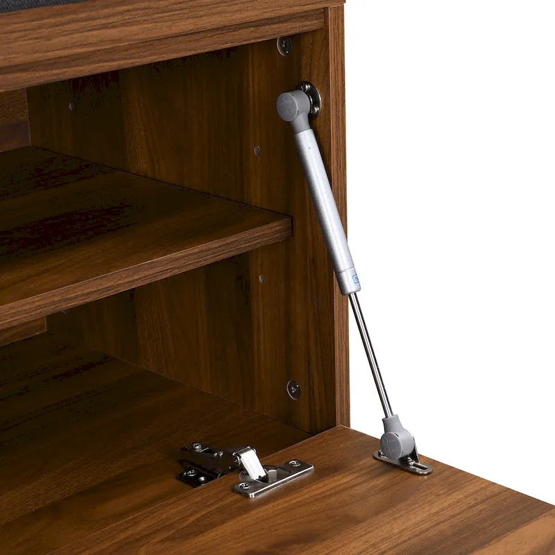 49 Banc de rangement pour chaussures, meuble à chaussures d'entrée, pouf de rangement avec coussin rembourré et portes doubles pour entrée, chambre à coucher