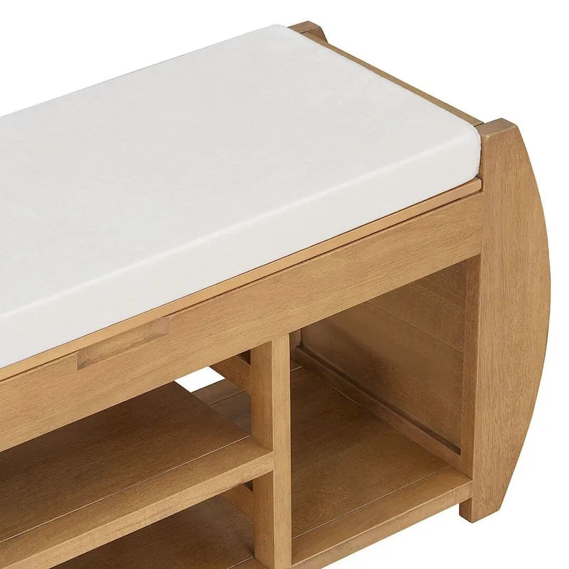 Banc de rangement multifonctionnel avec compartiment caché et étagère ouverte