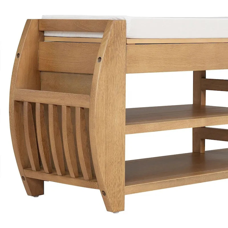 Banc de rangement multifonctionnel avec compartiment caché et étagère ouverte