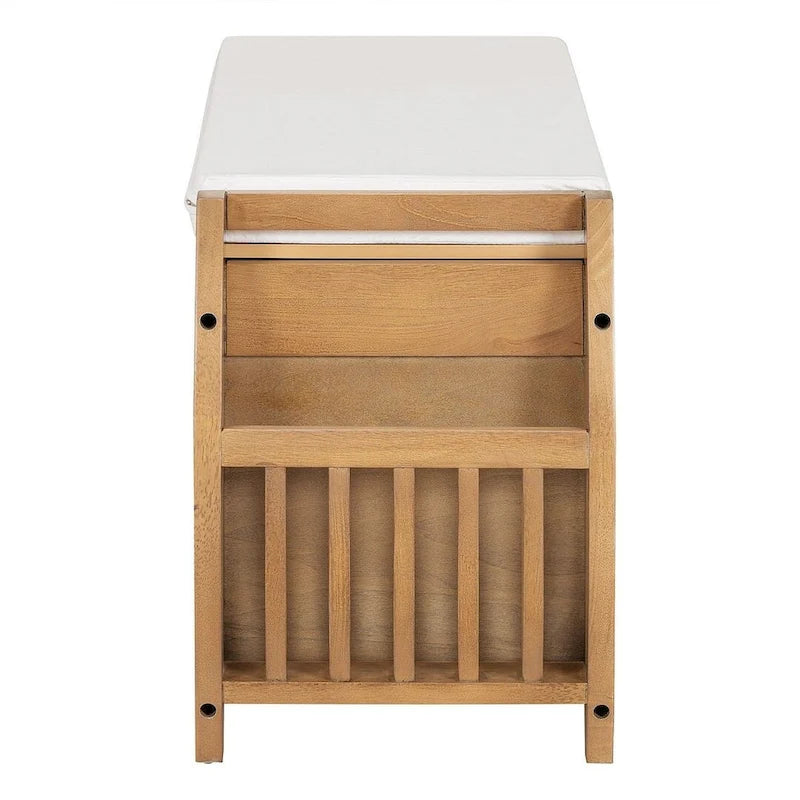 Banc de rangement multifonctionnel avec compartiment caché et étagère ouverte