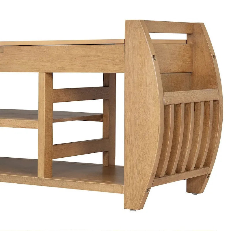 Banc de rangement multifonctionnel avec compartiment caché et étagère ouverte