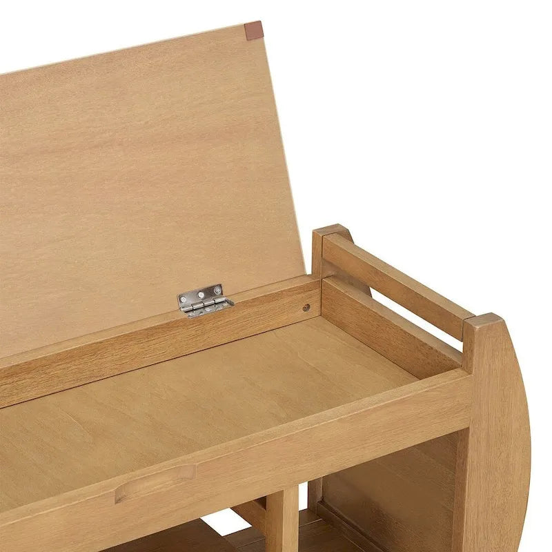 Banc de rangement multifonctionnel avec compartiment caché et étagère ouverte