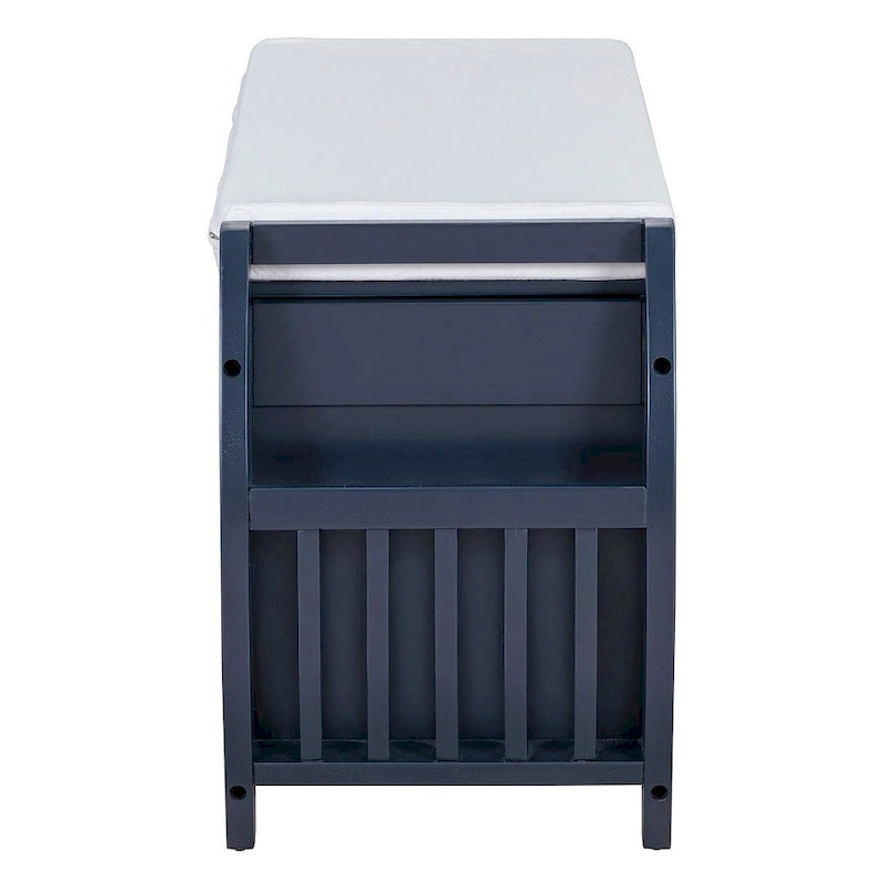 Banc de rangement multifonctionnel avec compartiment caché et étagère ouverte