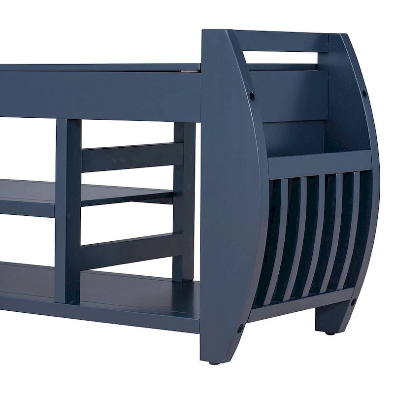 Banc de rangement multifonctionnel avec compartiment caché et étagère ouverte