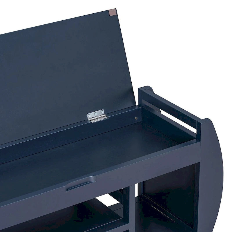 Banc de rangement multifonctionnel avec compartiment caché et étagère ouverte