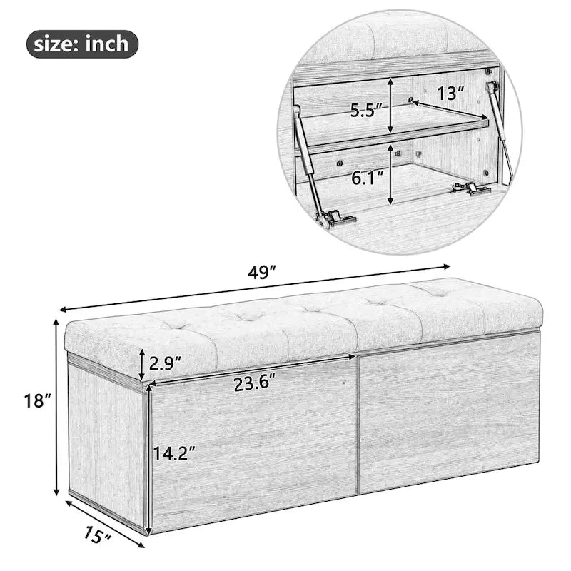 Banc à chaussures Meuble de rangement pour chaussures d'entrée Ottomane de rangement avec coussin rembourré et portes doubles pour l'entrée