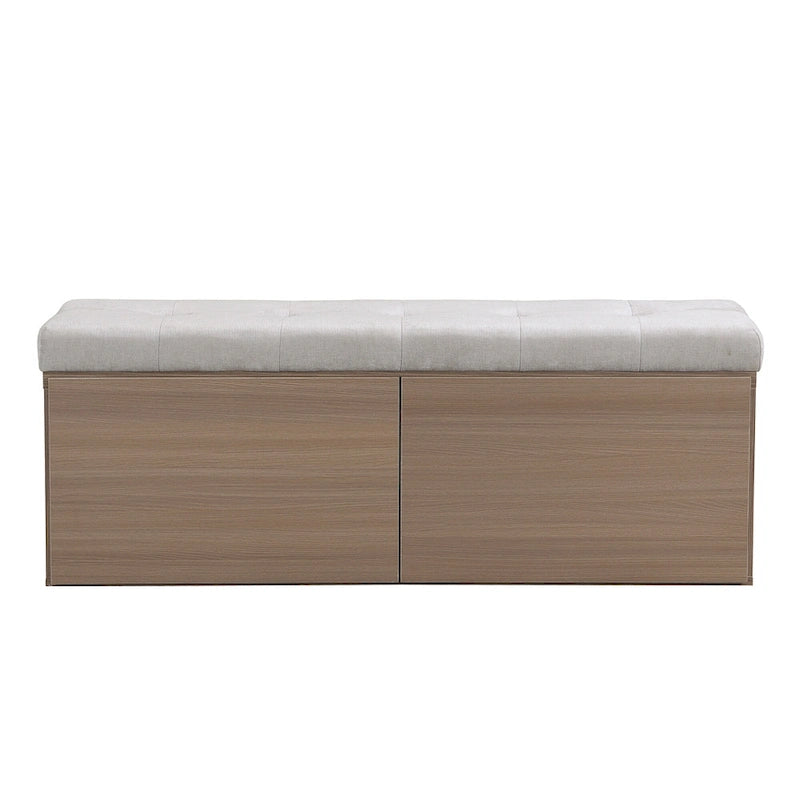 Banc à chaussures Meuble de rangement pour chaussures d'entrée Ottomane de rangement avec coussin rembourré et portes doubles pour l'entrée