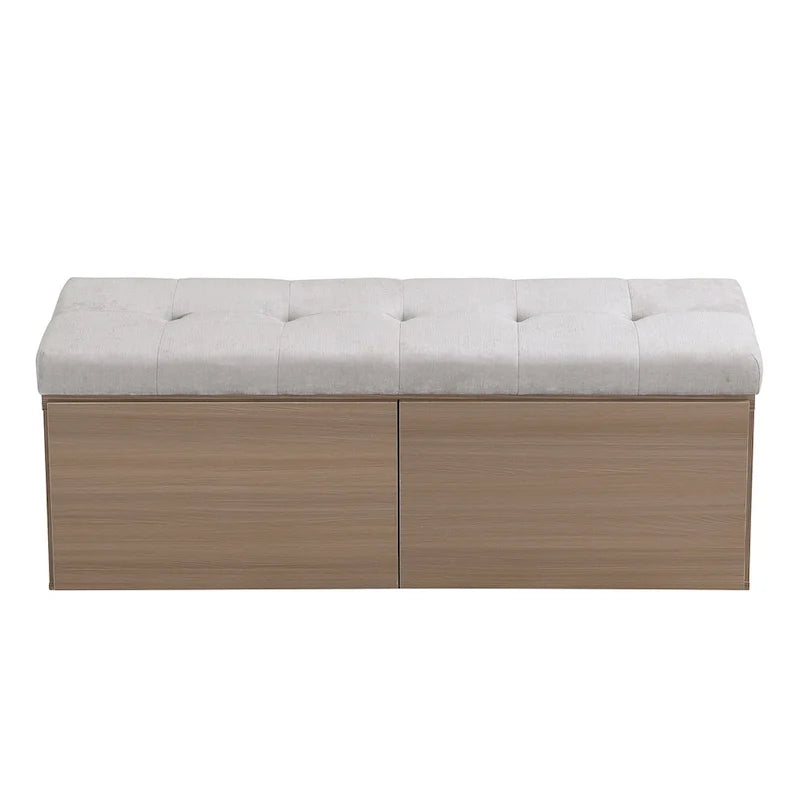 Banc à chaussures Meuble de rangement pour chaussures d'entrée Ottomane de rangement avec coussin rembourré et portes doubles pour l'entrée