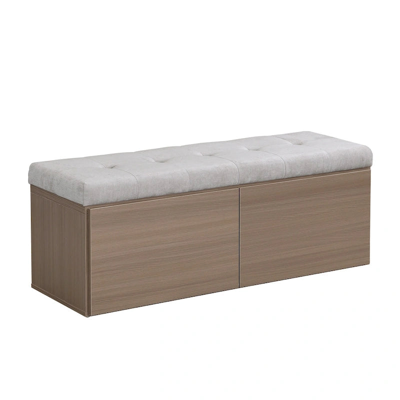 Banc à chaussures Meuble de rangement pour chaussures d'entrée Ottomane de rangement avec coussin rembourré et portes doubles pour l'entrée