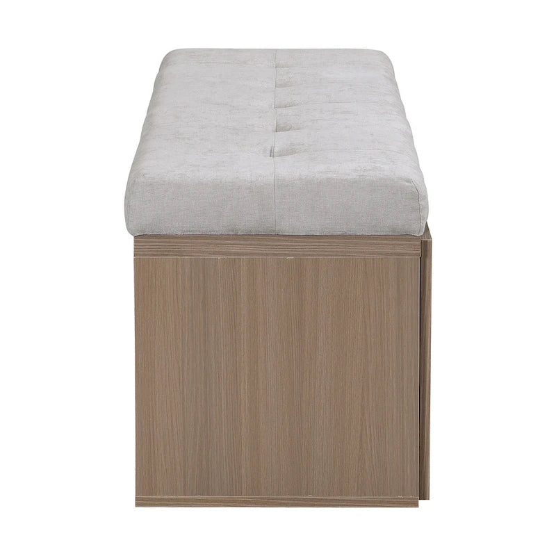 Banc à chaussures Meuble de rangement pour chaussures d'entrée Ottomane de rangement avec coussin rembourré et portes doubles pour l'entrée