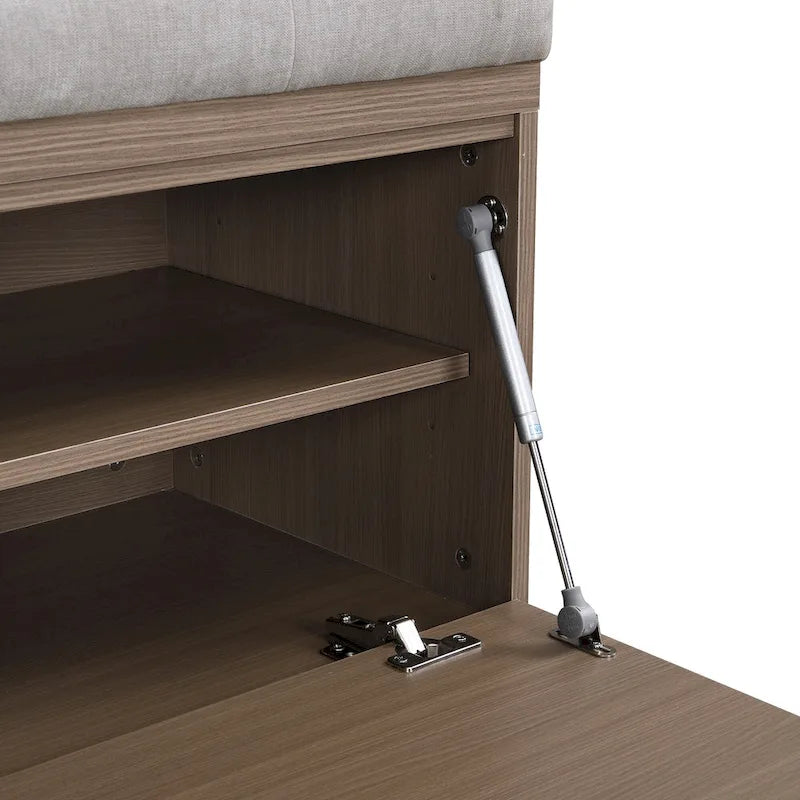 Banc à chaussures Meuble de rangement pour chaussures d'entrée Ottomane de rangement avec coussin rembourré et portes doubles pour l'entrée