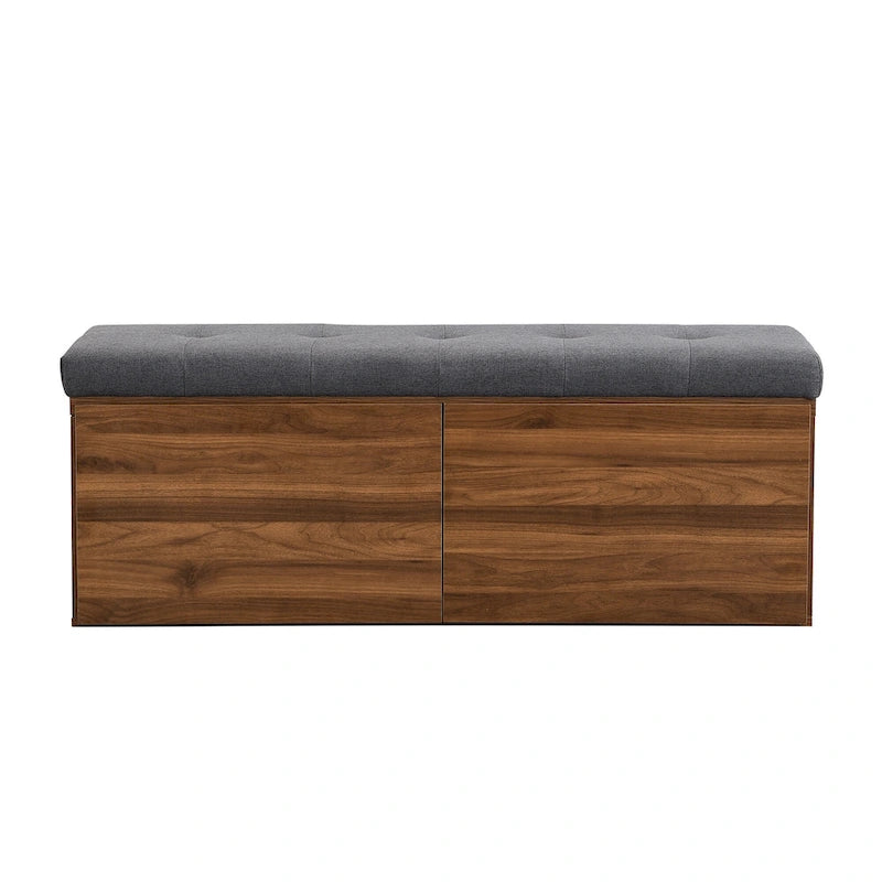 Banc à chaussures Meuble de rangement pour chaussures d'entrée Ottomane de rangement avec coussin rembourré et portes doubles pour l'entrée