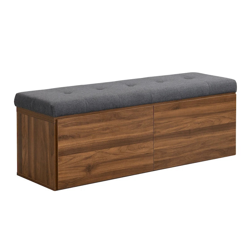 Banc à chaussures Meuble de rangement pour chaussures d'entrée Ottomane de rangement avec coussin rembourré et portes doubles pour l'entrée