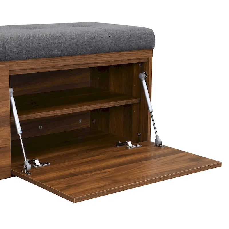 Banc à chaussures Meuble de rangement pour chaussures d'entrée Ottomane de rangement avec coussin rembourré et portes doubles pour l'entrée