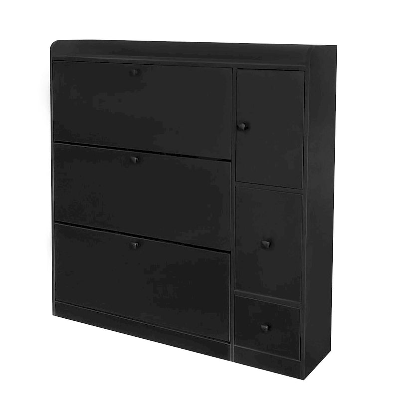 Meuble à Chaussures Polyvalent à Bascule avec 3 Tiroirs Rabattables, Organisateur d'Entrée à Rangement Maximal avec Tiroir