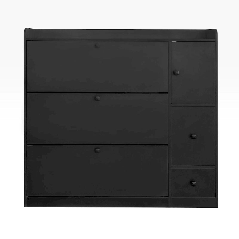 Meuble à Chaussures Polyvalent à Bascule avec 3 Tiroirs Rabattables, Organisateur d'Entrée à Rangement Maximal avec Tiroir