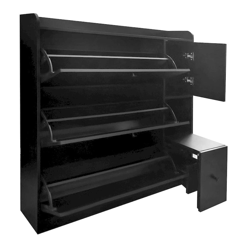 Meuble à Chaussures Polyvalent à Bascule avec 3 Tiroirs Rabattables, Organisateur d'Entrée à Rangement Maximal avec Tiroir