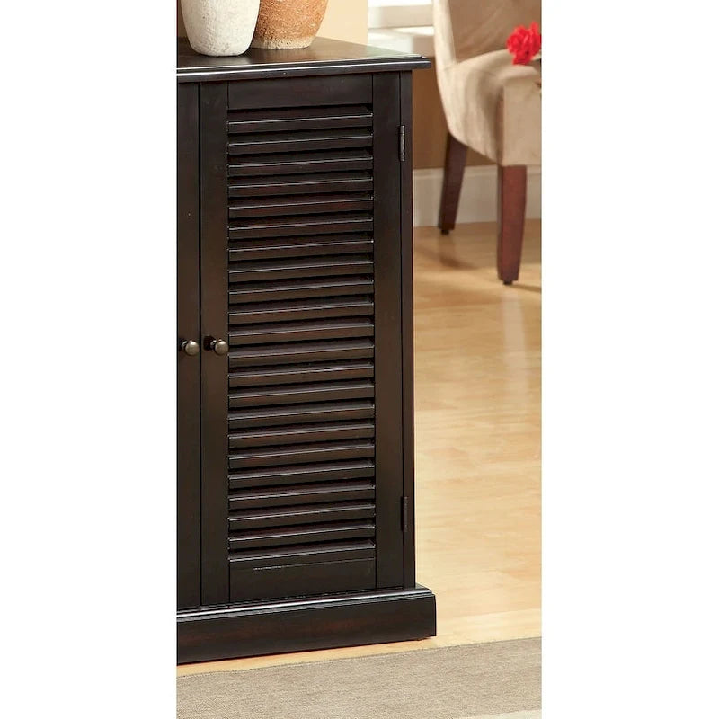 Meuble à chaussures moderne de style transitoire 1 pièce, finition expresso, étagères réglables, portes à persiennes, meuble de rangement pour chaussures