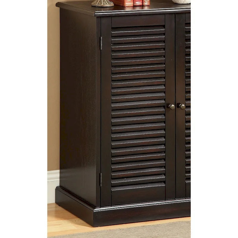 Meuble à chaussures moderne de style transitoire 1 pièce, finition expresso, étagères réglables, portes à persiennes, meuble de rangement pour chaussures
