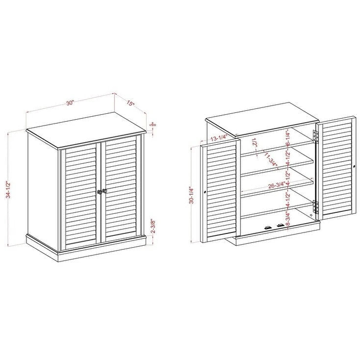 Meuble à chaussures moderne de style transitoire 1 pièce, finition expresso, étagères réglables, portes à persiennes, meuble de rangement pour chaussures