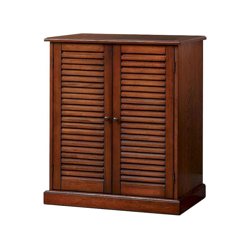Meuble à chaussures moderne de style transitoire 1 pièce, finition expresso, étagères réglables, portes à persiennes, meuble de rangement pour chaussures