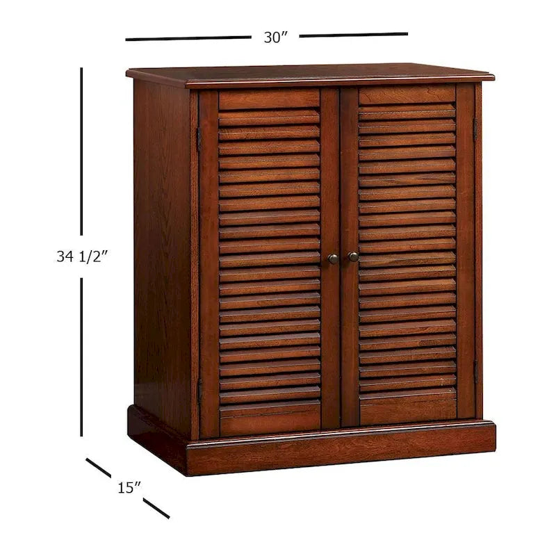 Meuble à chaussures moderne de style transitoire 1 pièce, finition expresso, étagères réglables, portes à persiennes, meuble de rangement pour chaussures