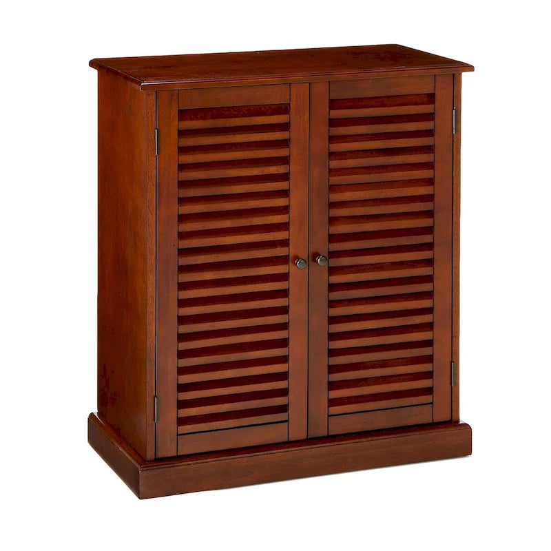Meuble à chaussures moderne de style transitoire 1 pièce, finition expresso, étagères réglables, portes à persiennes, meuble de rangement pour chaussures