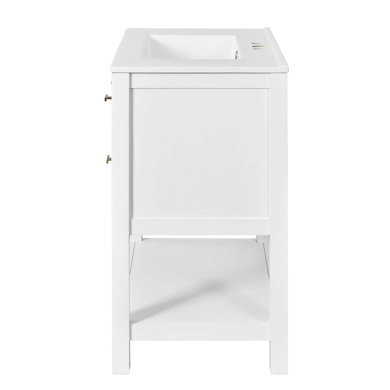 Meuble lavabo de salle de bain 30 po avec évier en céramique, ensemble de vanité autoportant simple avec 5 tiroirs