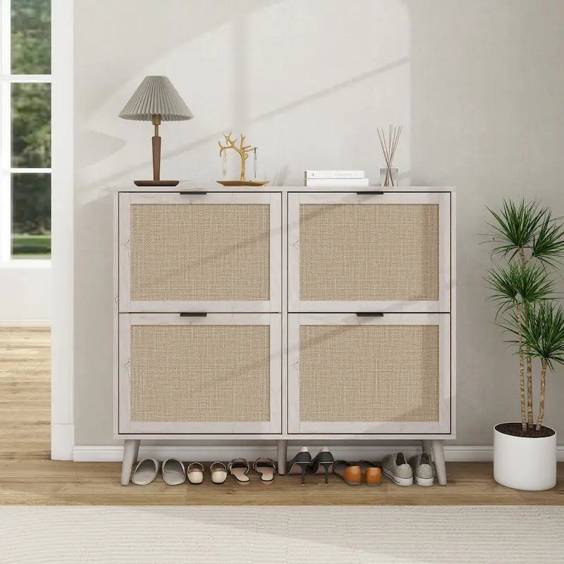 Meuble à chaussures 4 portes, étagère à chaussures moderne autoportante, pour entrée