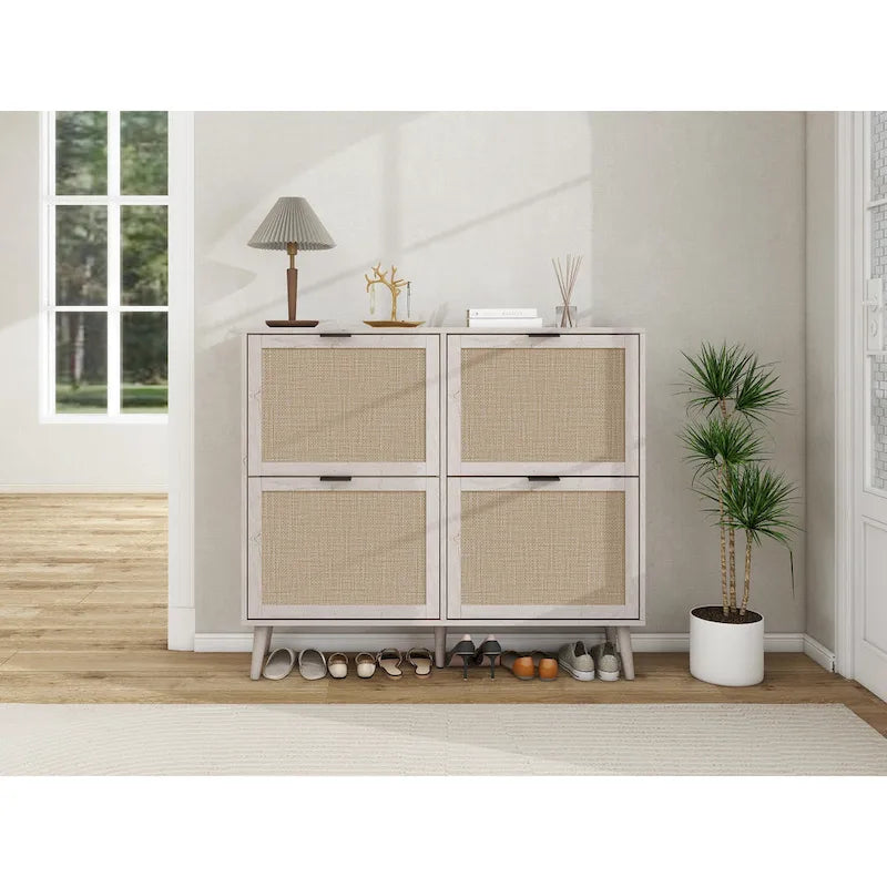 Meuble à chaussures 4 portes, étagère à chaussures moderne autoportante, pour entrée