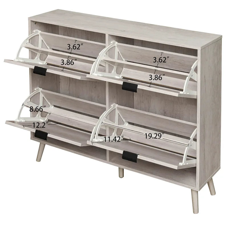 Meuble à chaussures 4 portes, étagère à chaussures moderne autoportante, pour entrée