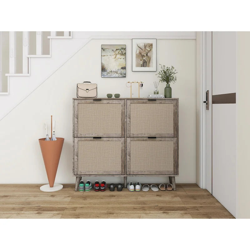 Meuble à chaussures 4 portes, étagère à chaussures moderne autoportante, pour entrée