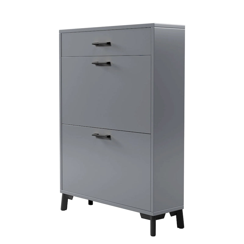 Meuble à chaussures pour entrée, Meuble de rangement pour chaussures autoportant avec 2 tiroirs basculants, Organisateur de rangement pour chaussures caché