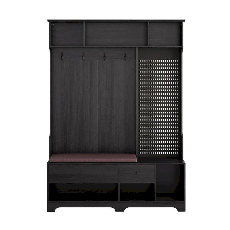 GDFStudio - Meuble d'entrée multifonctionnel Finn avec banc à chaussures, panneau perforé et grand espace de rangement