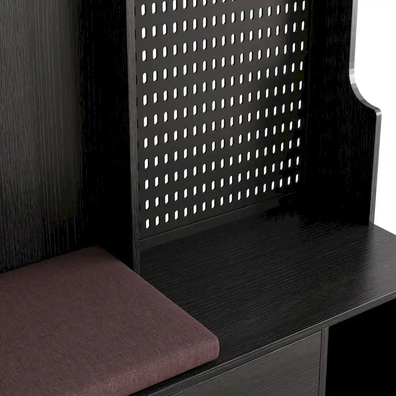 GDFStudio - Meuble d'entrée multifonctionnel Finn avec banc à chaussures, panneau perforé et grand espace de rangement