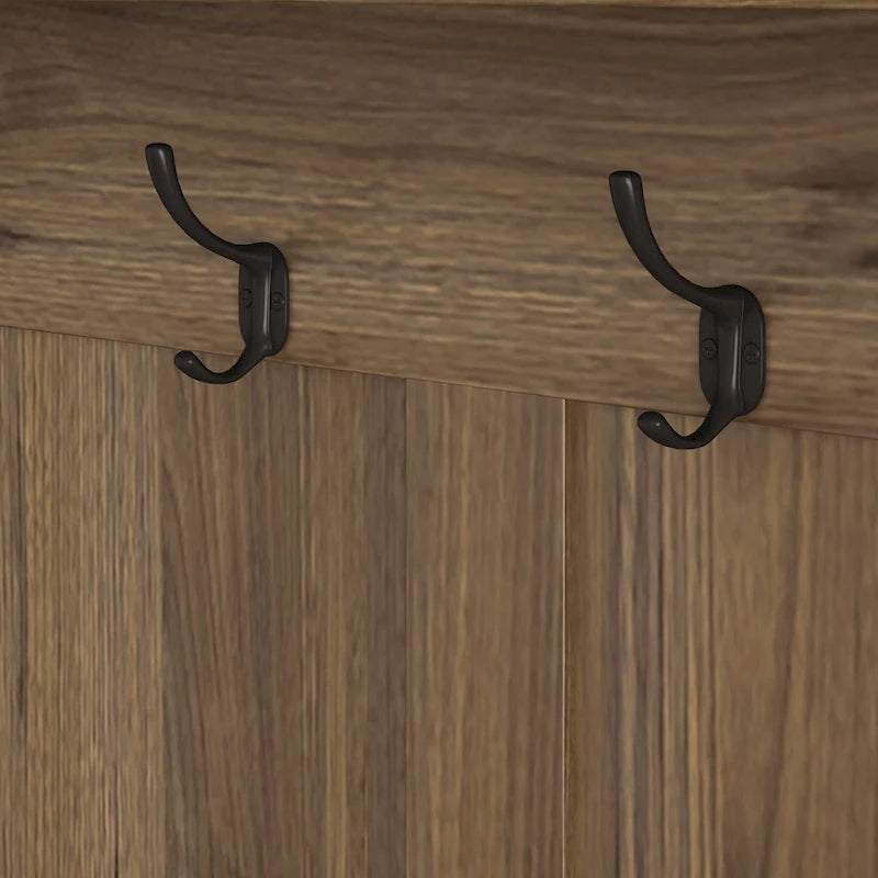GDFStudio - Meuble d'entrée multifonctionnel Finn avec banc à chaussures, panneau perforé et grand espace de rangement