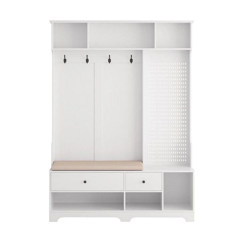 GDFStudio - Meuble d'entrée multifonctionnel Finn avec banc à chaussures, panneau perforé et grand espace de rangement